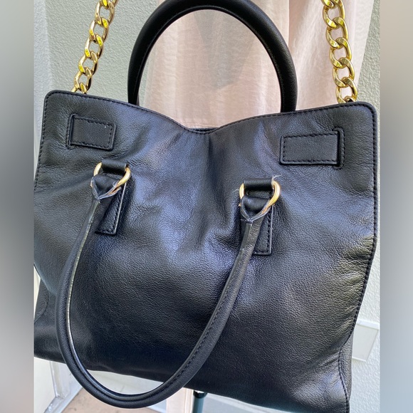 Michael Kors Black Leather Shoulder Bag with Gold Tone Accents - Picture 2 of 16